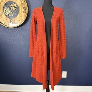 Anthropologie Moth Rust Open-Front Long Cardigan | Size XS